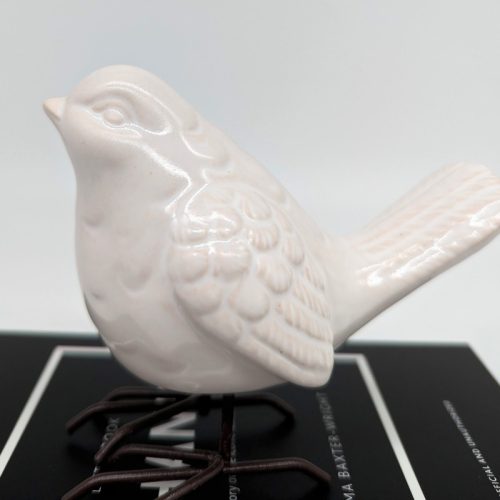 White Ceramic Bird Figurine with Legs