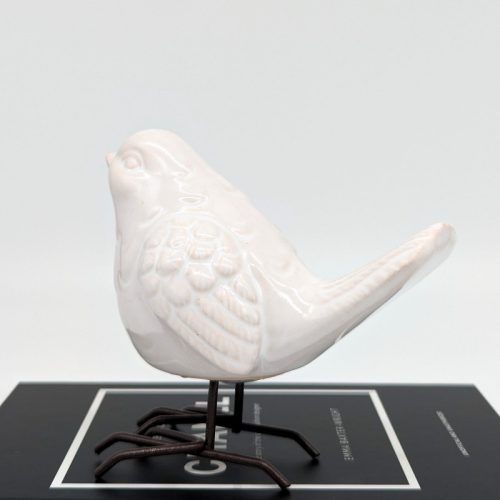 White Ceramic Bird Figurine with Legs