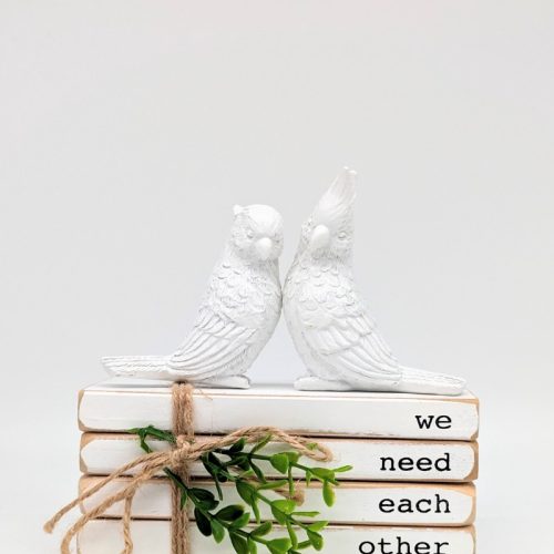 Set of 2 White Cockatoo Bird Figurine