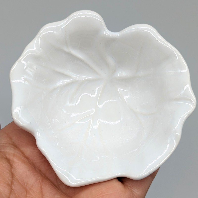 White Ceramic Leaf Trinket Dish Bowl