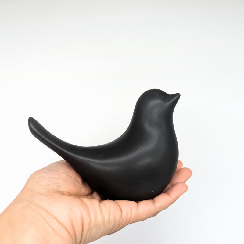Black Ceramic Dove Bird Figurine - Set of 2