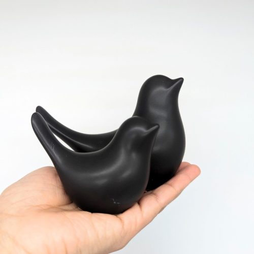 Black Ceramic Dove Bird Figurine - Set of 2