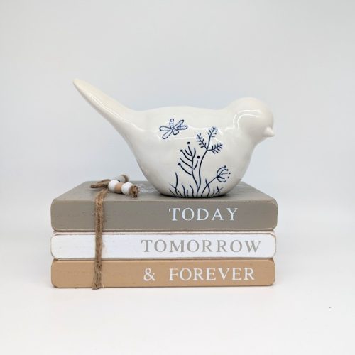 Blue White Ceramic Bird Figurine