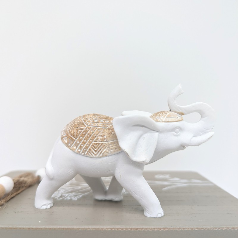 Brown White Elephant Figurine