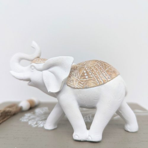 Brown White Elephant Figurine