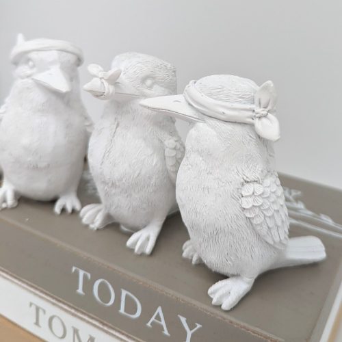 No Evil See Hear Speak White Kookaburra Figurine - Set of 3