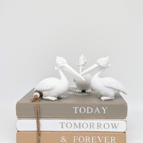 No Evil See Hear Speak White Pelican Figurine - Set of 3