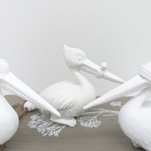 No Evil See Hear Speak White Pelican Figurine - Set of 3