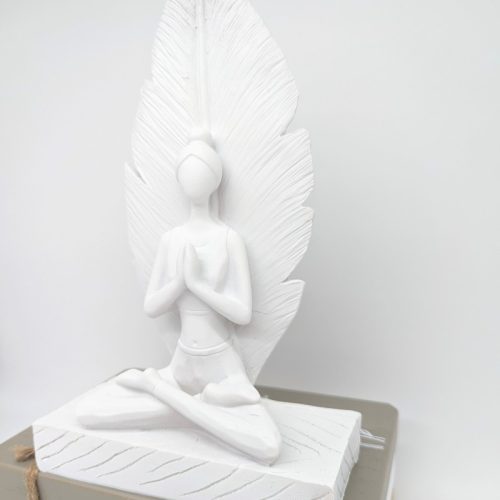 Sage White Black Namaste Yoga Girl Statue