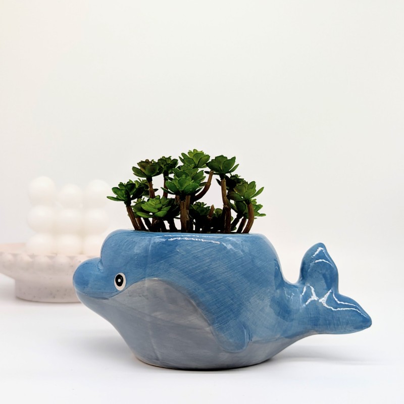 Blue Dolphin Fish Planter Pot