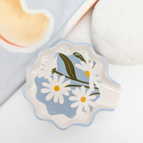 Blue Floral Ceramic Spoon Rest