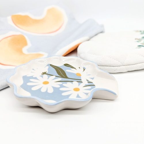 Blue Floral Ceramic Spoon Rest