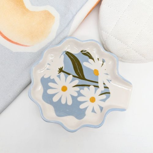 Blue Floral Ceramic Spoon Rest