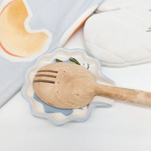 Blue Floral Ceramic Spoon Rest