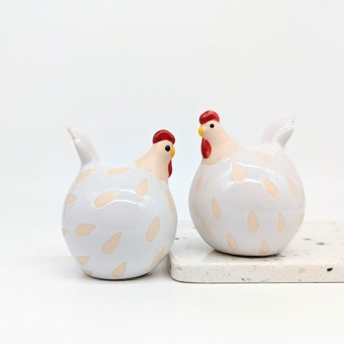 White Hen Ceramic Figurine - Set of 2