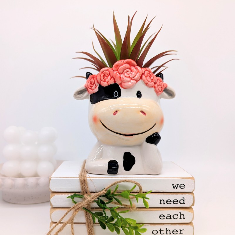 Flower Head Cow Planter
