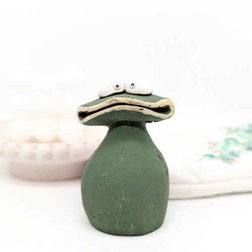 Funny Green Frog Cement Statue Ornament