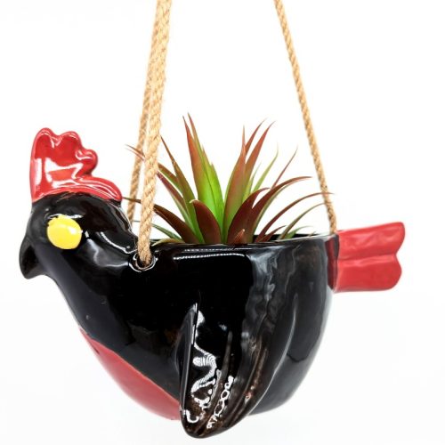 Hanging Black Cockatoo Planter Pot
