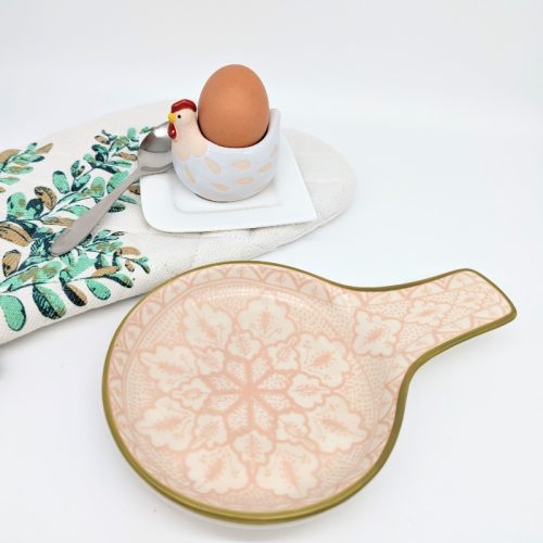 Pink Floral Ceramic Spoon Rest