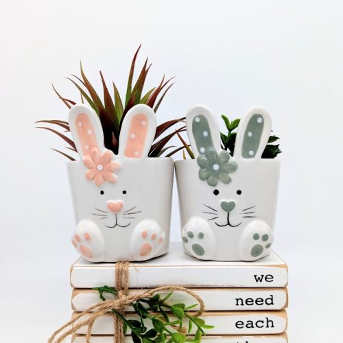 Pink Sage Bunny Rabbit Planter Pot