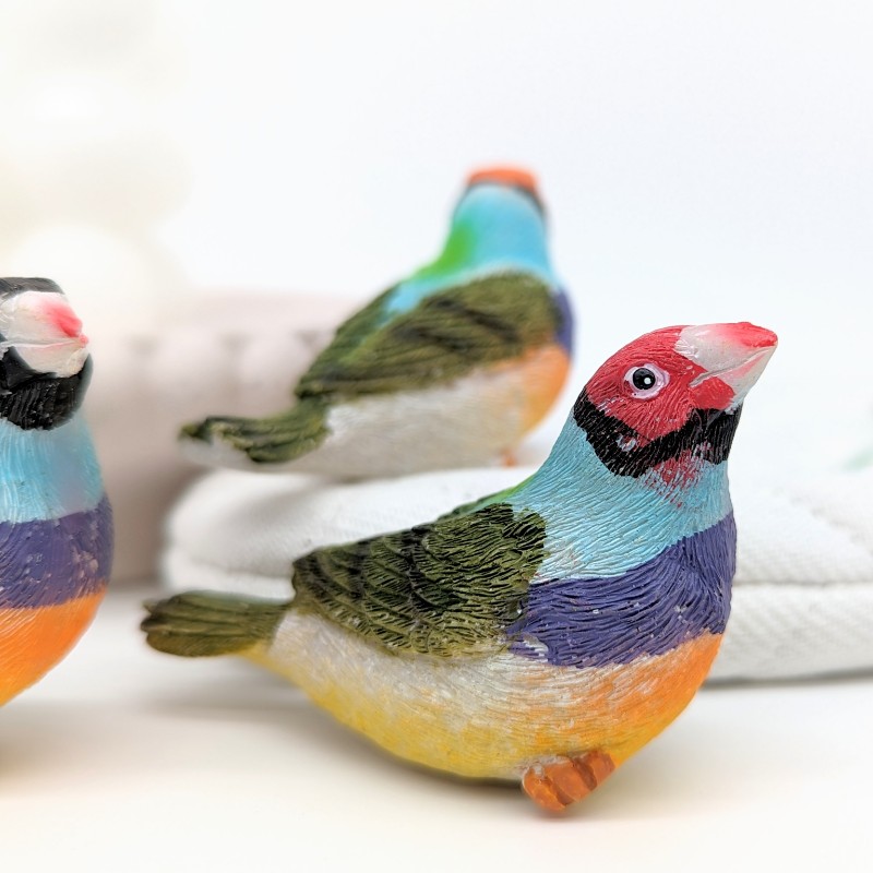 Set of 3 Finch Birds Figurine Set