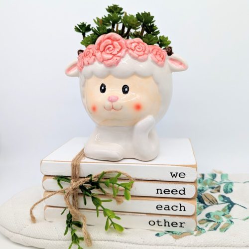 Flower Head Animal Planter Pot - Pig, Sheep