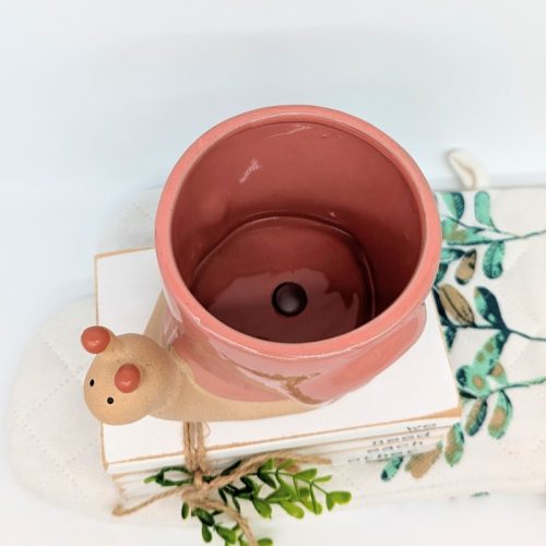 Pink Snail Ceramic Planter Pot