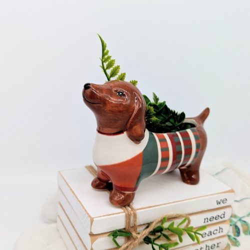 Colourful Weiner Sausage Dog Planter Pot