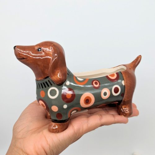 Colourful Weiner Sausage Dog Planter Pot