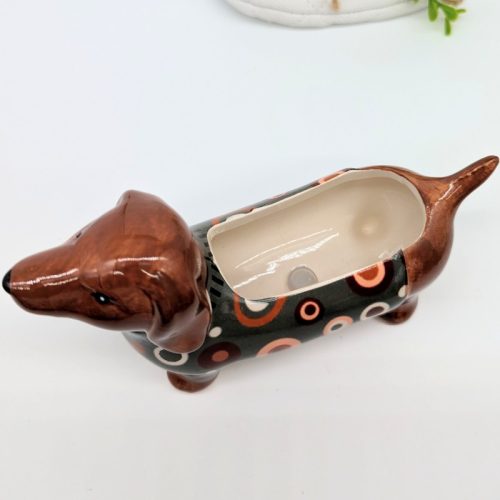 Colourful Weiner Sausage Dog Planter Pot