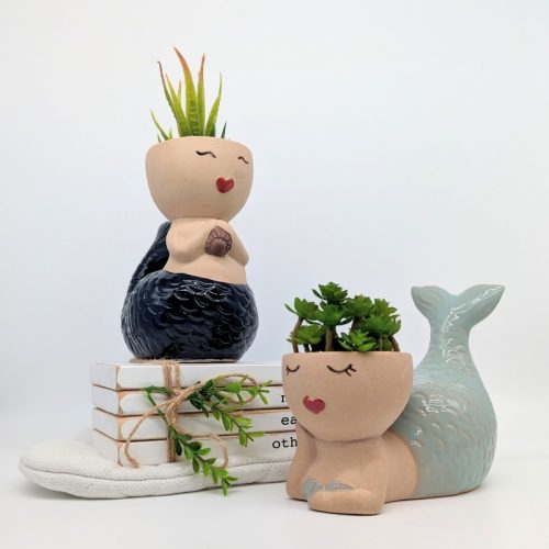 Sea Blue Mermaid Planter Pot