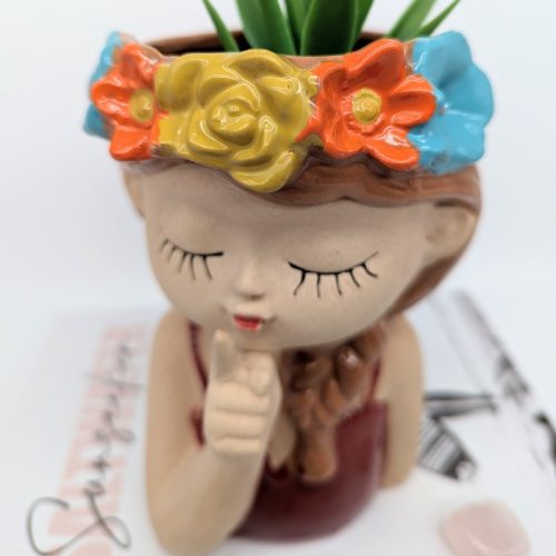 Girl with Flower Headdress Planter Pot