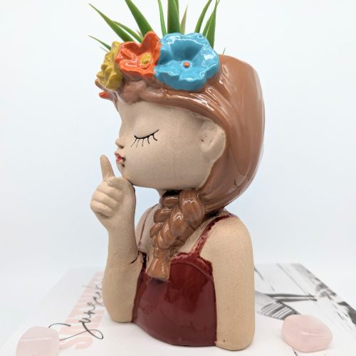 Girl with Flower Headdress Planter Pot