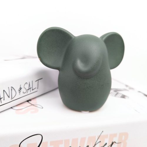 Green Elephant Ceramic Figurine