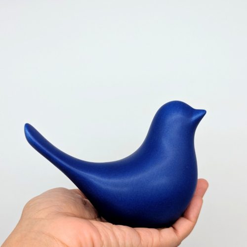 Large Navy Blue Dove Bird Ceramic Figurine