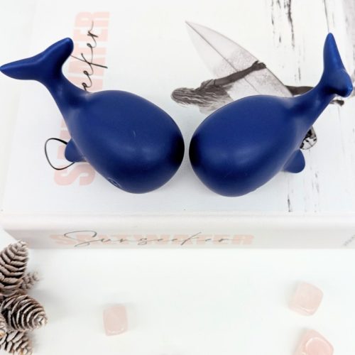 Navy Blue Mommy Whale Ceramic Figurine - Set of 2