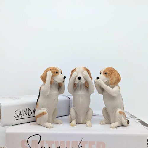 No Evil See Hear Speak Beagle Dog Figurine - Set of 3