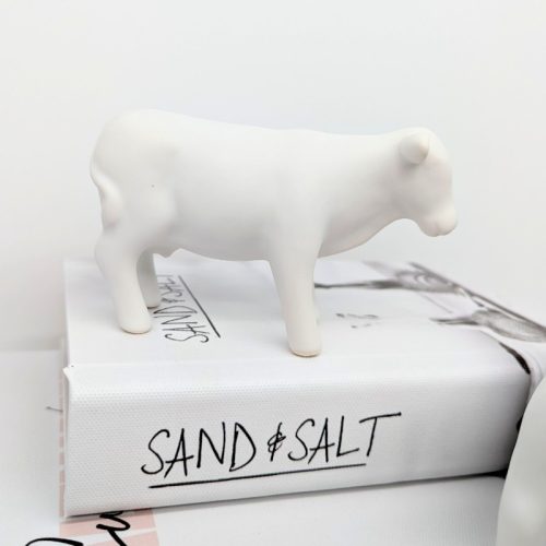 White Ceramic Cow Figurine Statue - Set of 2