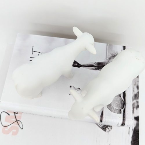 White Ceramic Cow Figurine Statue - Set of 2