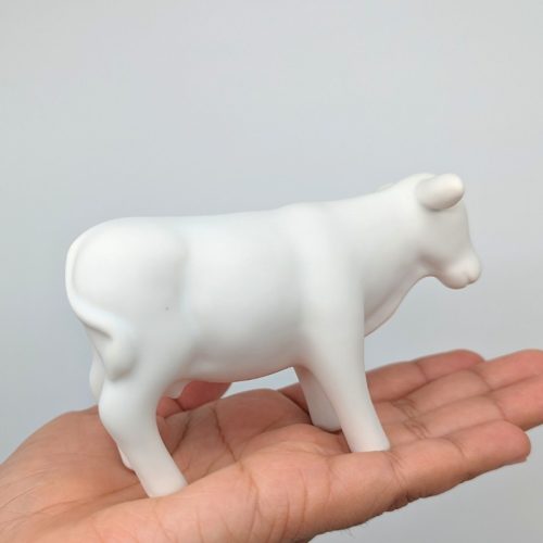 White Ceramic Cow Figurine Statue - Set of 2