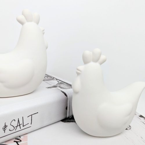 White Hen Chicken Rooster Figurine - Set of 2