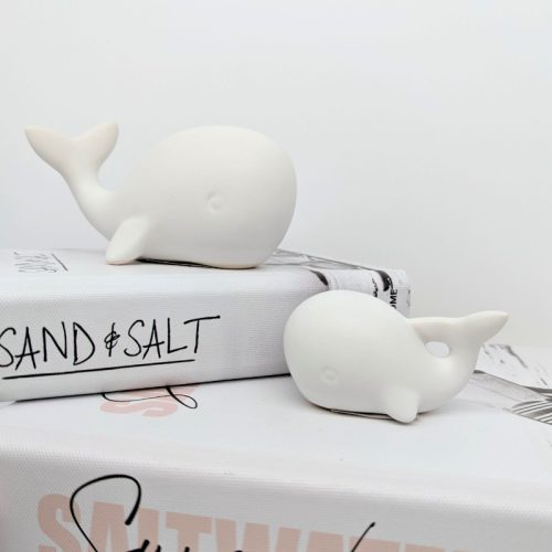 White Mommy Whale Ceramic Figurine - Set of 2