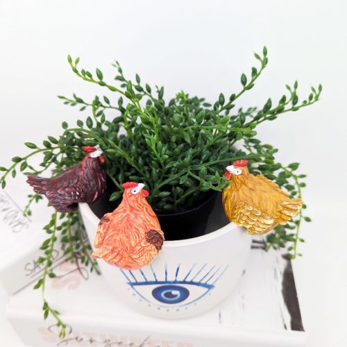 Colourful Chicken Pot Sitter Hanger - Set of 3