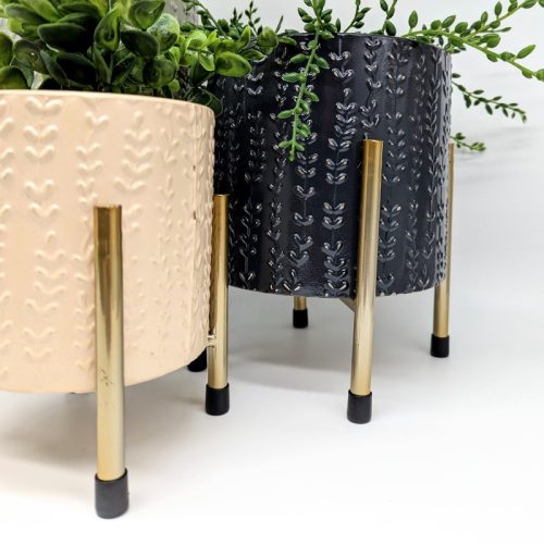 Leafy Metal Pot Planters - Set of 3