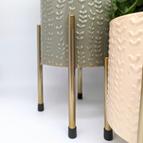 Leafy Metal Pot Planters - Set of 3