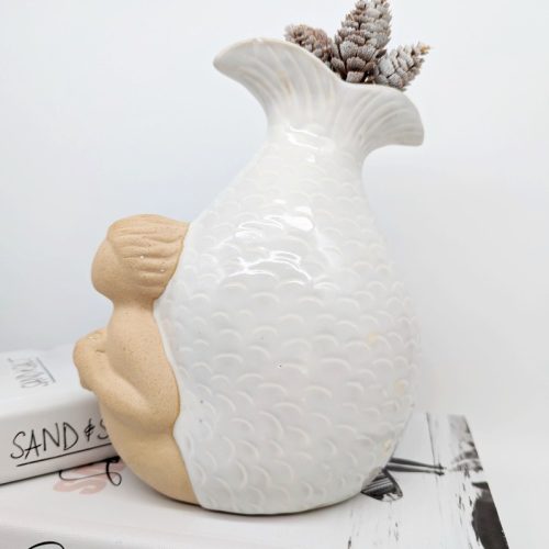 Sandy White Mermaid Ceramic Vase