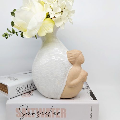 Sandy White Mermaid Ceramic Vase