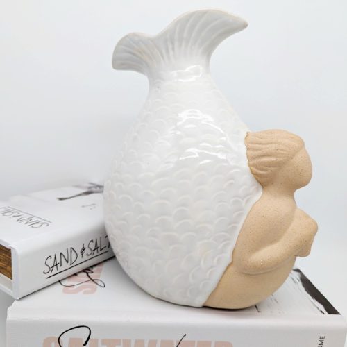 Sandy White Mermaid Ceramic Vase