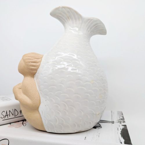 Sandy White Mermaid Ceramic Vase