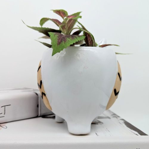 White Black Owl Planter Pot